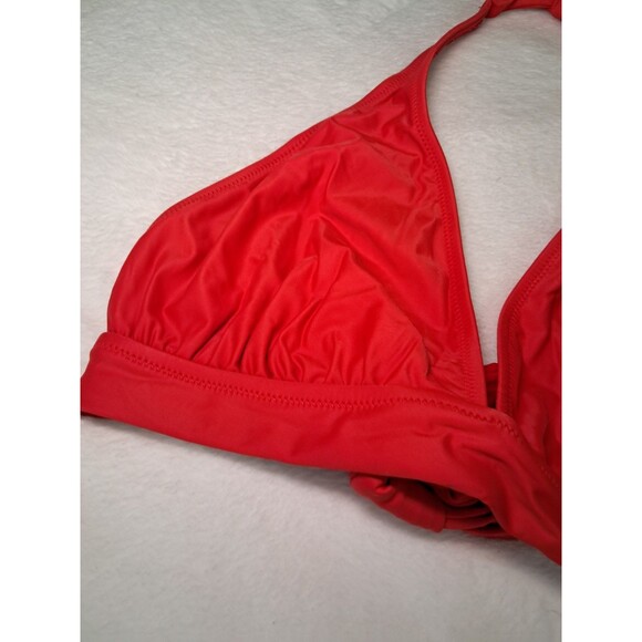 J.Crew DD Halter Tie Neck Bikini Top Red Lined BY633 Beach Swim Size M NWT - Picture 3 of 6